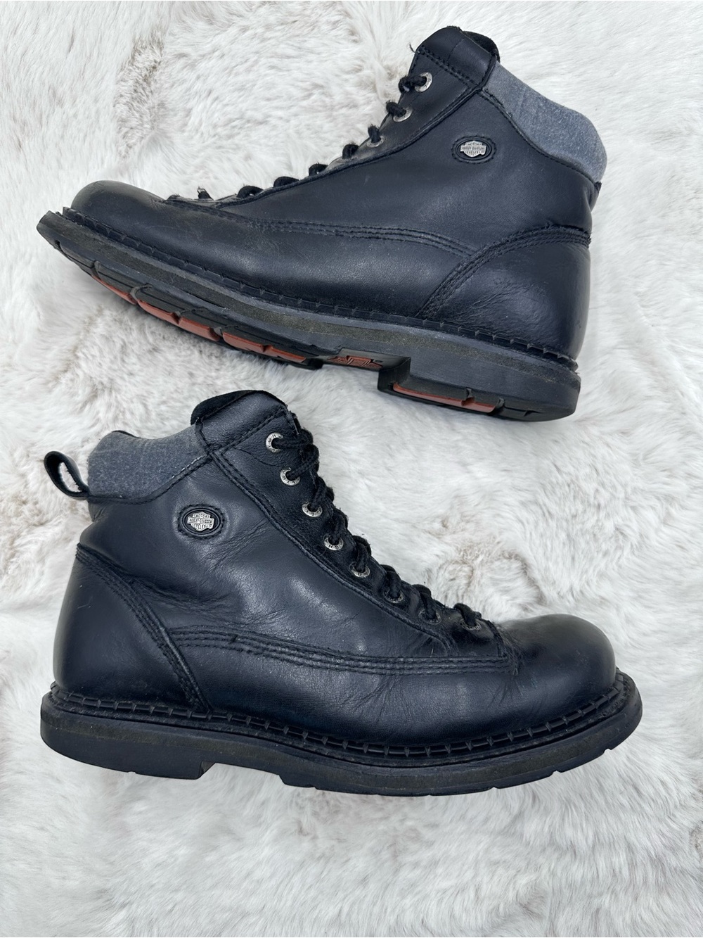 Harley Davidson Black Leather Lace Up Motorcycle Boots Men's Size 8.5 M - Picture 4 of 11
